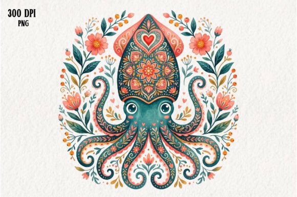 Download Boho Octopus Floral Mandala PNG - Floral mandala Collection