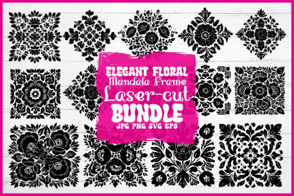 Download Elegant Floral Mandala Frame Laser Cut Bundle - Floral mandala Collection
