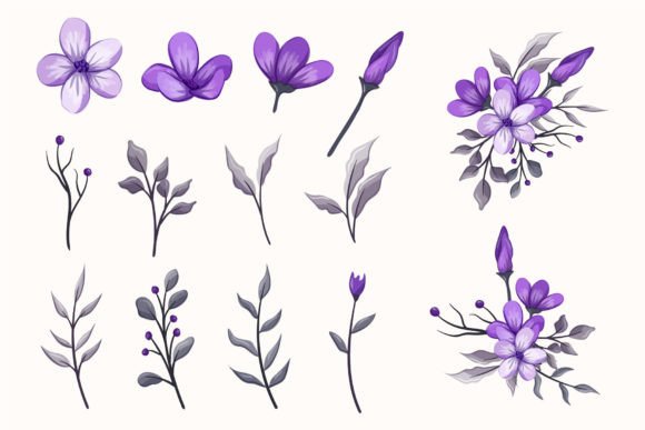 Download Set Botanic Blossom Floral Elements - Botanic Collection