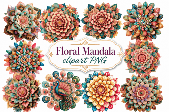 Download Colorful Floral Mandala PNG Set - Floral mandala Collection