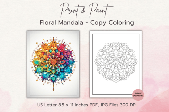 Download Floral Mandala Copy Paint Coloring Page - Floral mandala Collection