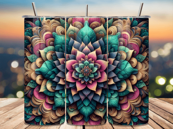 Download Boho Floral Mandala Art Tumbler Wrap - Floral mandala Collection